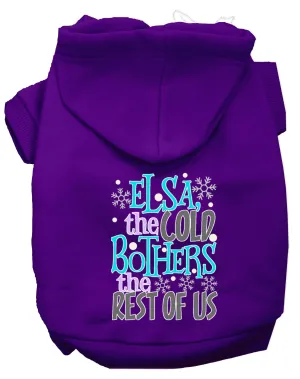 Elsa, The Cold Screen Print Dog Hoodie Purple Xxl