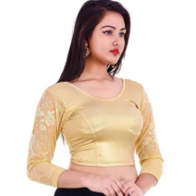 Gold Shimmer Readymade Stretchable Saree Blouse Gold Shimmer Readymade Stretchable Saree Blouse